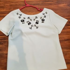 Banana Republic Light Blue Crepe Beaded Top